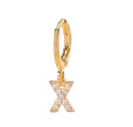 A-Z Letter Earrings Fashion Gold Plated Hoop Drop Earrings Diamond Stud Earrings Women's Jewelry X