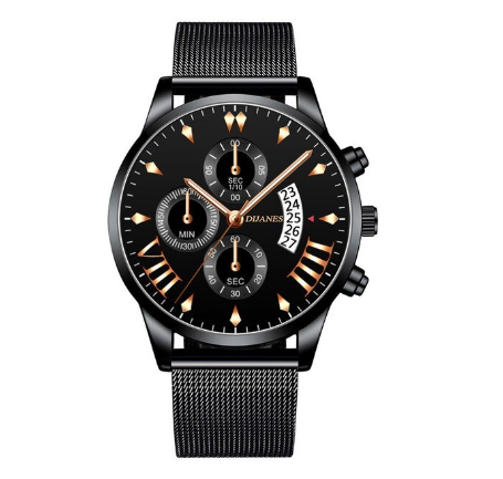 Luxury Gold Mens Stainless Steel Mesh Belt Quartz Watch Men Business Casual Wrist Watches Analog Clock Relo Ng Kalalakihan BLACK ROSEGOLD