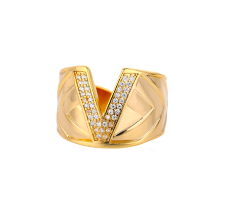 Fashion Initial Letter Rings For Women Finger Adjustable A-Z Alphabet Ring Jewelry V