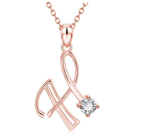 26 Letter Rose Gold Necklace Pendant Classic Fashion Men's and Women's Letter Diamond Necklace Jewelry Wholesale H