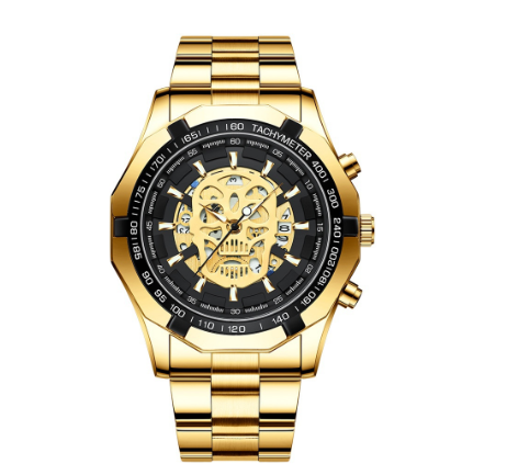 Original Luxury Fashion Casual Luxury Stainless Steel Luminous Calendar Waterproof Skull Hollow Watch Men's Watch M1