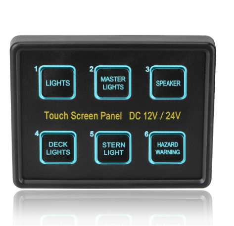 Touch Screen Switches Panel 6 Gang LED Switch Panel for Car Marine Touch Circuit Control Panel Box