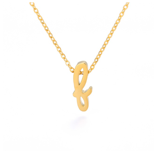 Maxzone Tiny Initial Letter Necklaces For Women Stainless Steel Old English Letter Vintage Necklace Boho Birthday Gothic Jewelry Gift F