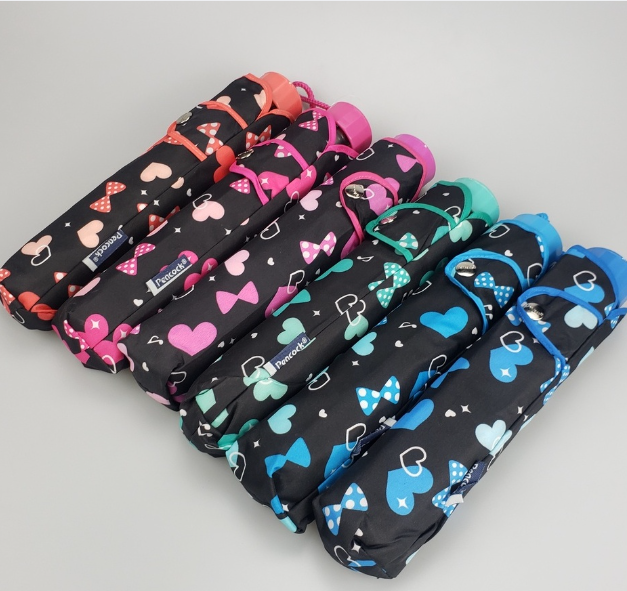 Peacock 3 Fold Umbrella Manual Wind Breaker / Windproof Hearts Ribbon Design