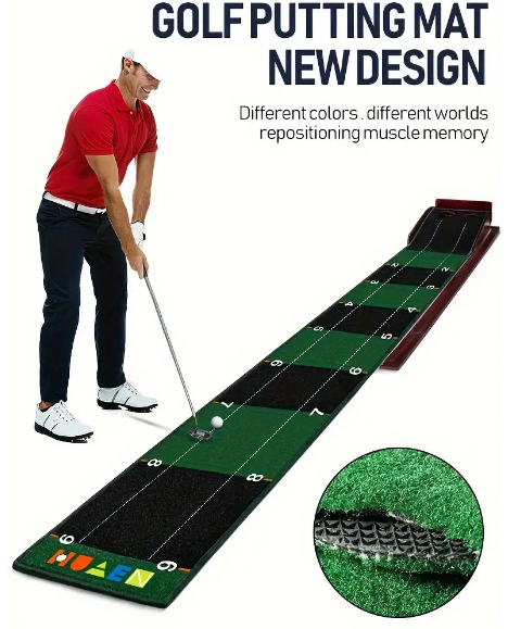 Portable Golf Putting Mat, Indoor Golf Putting Green With Automatic Ball Return, For Indoor And Outdoor, Office, Living Room Putting Mat