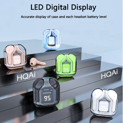 HQAi H4 Wireless Earphone Bluetooth TWS Build-in Mic Earbuds Noise Cancellation Earphone Touch Control Hi-fi Headset Sports