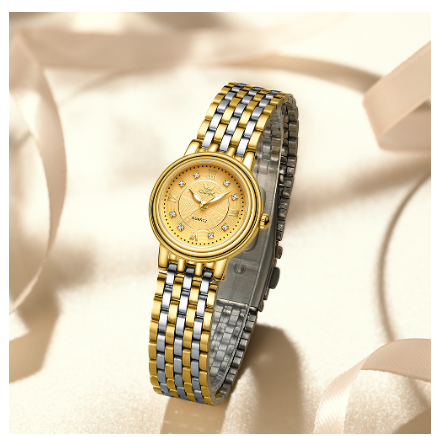 OPK Watch For Women Waterproof Original Automatic Stainless Steel Fashion Watch GOLD DIAL TWO TONE STRAP