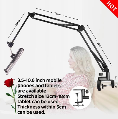 360 Aluminum Lazy Arm Holder Cellphone and Tablet Mount Clamp Cellphone Holder Up To 12.9" Screen