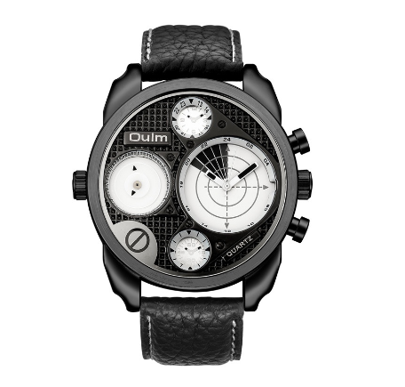 Oulm Two Time Zone Watches Men Military Watch WHITE