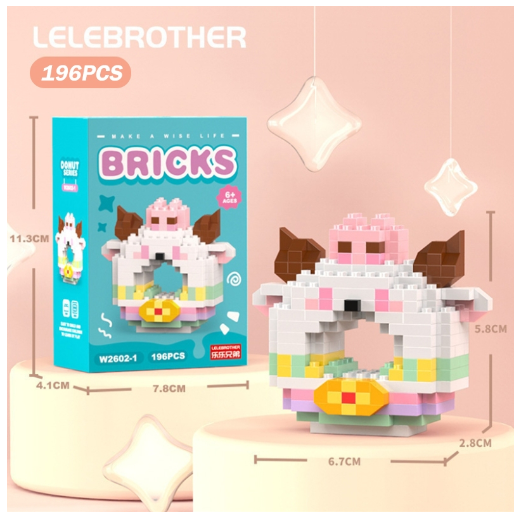 Lboyu Cute Cartoon Donut Building Block Ornaments Compatible with Lego Children's Toys M2