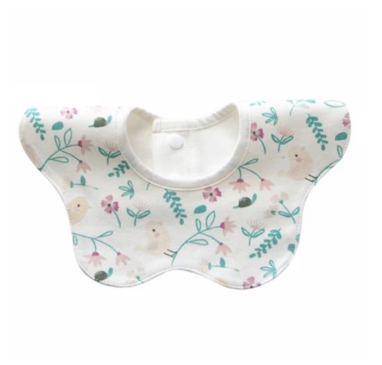 Some Baby Bib Round Petal Printed Cotton Saliva Towel 360 Degree Rotation Burp Cloth ST7