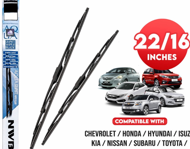 NWB Aqua Graphite Wiper Blade Set Blade Frame Type 35-022L 22' ' And 35-016L 16' ' Set of 2pcs