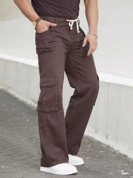 Manfinity EMRG Loose Men's Drawstring Waist Cargo Denim Pants