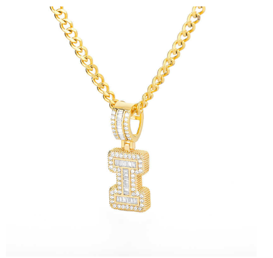 Trend Cubic 2020 Zirconia Letters A-Z Pendant Necklaces Iced Out Rock Candy Style Initial I