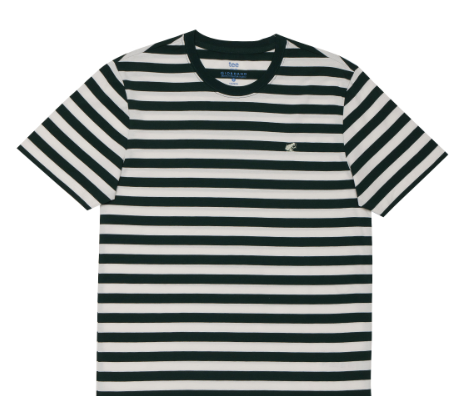 GIORDANO Men's Cotton Jersey Stripe Frog Tee T-Shirt  - 02 - Snow White / Midnight Jade