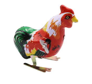 Vintage Cartoon Cock Rooster Clockwork Toy Wind Up Jumping Kids Children Gift