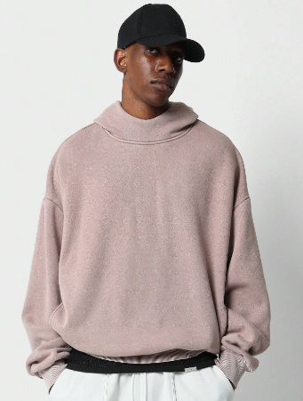 SUMWON Overhead Washed Premium Mock Neck Hoodie