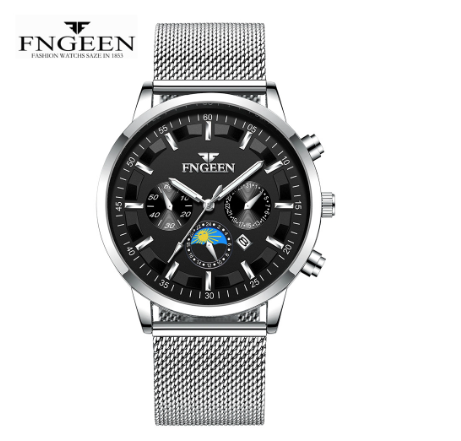 FNGEEN 5123 Men's Quartz Watch SILVER BLACK