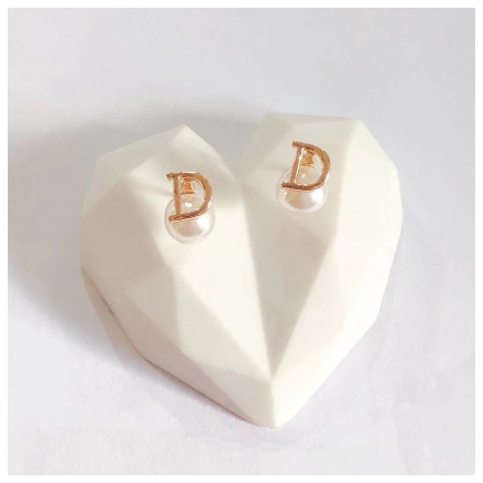 Fashion Jewelry Bangkok Rose Rold Plated Pearl Letter Stud Earrings Hikaw for Women D