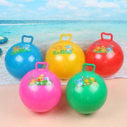 Handle Hopper Ball with Cartoon Pattern Bouncing Inflatable Toy for Kids