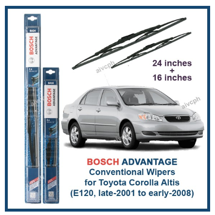 Bosch Advantage Wiper Set Toyota Corolla Altis E120  (24" / 16") Conventional Blade 24 16