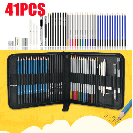 41pcs Sketch Pencil Set Artist Craft Professional Drawing Kit Graffiti Portable Student Art Supplies