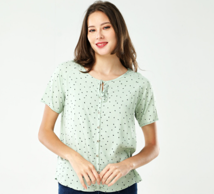 Red Girl Short Sleeves Roundneck Blouse RSLT04-0599