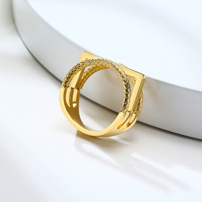 Stainless Steel Bar Geometric Square Finger Ring for Women