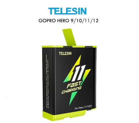 Telesin Fast Charge 1750mAh Rechargeable Battery for GoPro Hero 12, 11, 10, 9 Cameras GP-FCB-B11