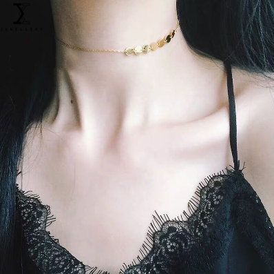 Silver Plated 14k Gold Necklace Women Clavicle Chain choker