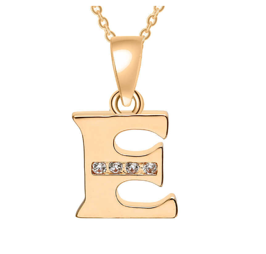 Couple Jewelry Fashion Gift Gold Color Cubic Zirconia A-Z Letter Copper Women Chain Pendant Initial E