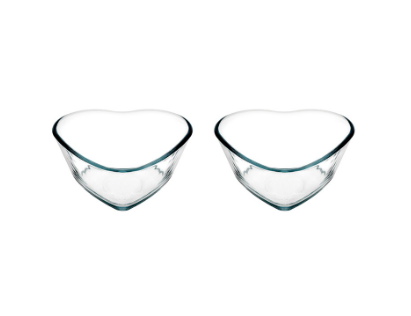 Borcam Mini Heart Glass Cake Dish 120mm, Set of 2 (59494 2s)