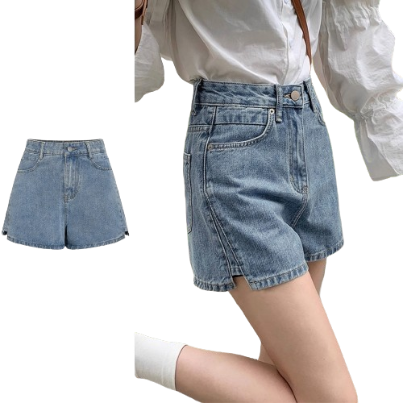 Lovito Women Split Pocket Denim Shorts L68ED114 (Multi-color)