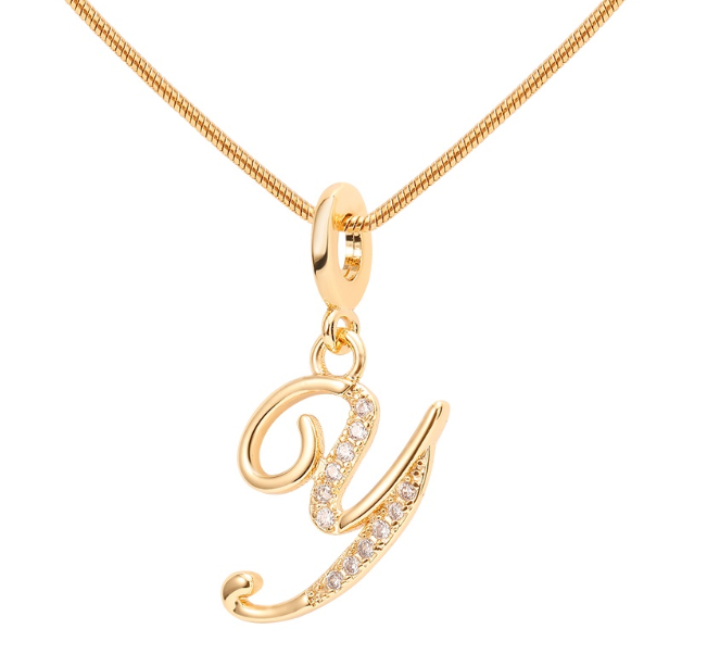 Lisa 18k Gold Plated Necklace Letter Pendant Fashion Accessories Necklace Women Y