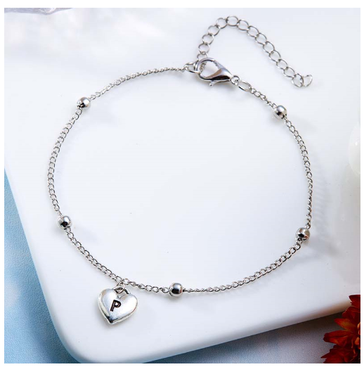 Fashion Silver Plated 26 Letters Initials Alphabet Bracelet Adjustable Bangle Women Jewelry Mother's Day Gift