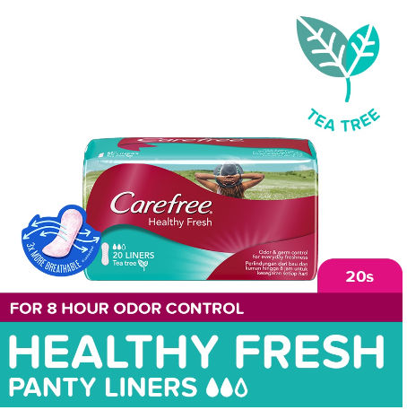 Carefree Healthy Fresh Panty Liners 20s - Feminine Care, Odor Control, Absorb Discharge