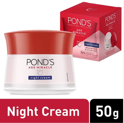 Pond's Age Miracle Anti Aging Night Cream with 15X Retinol C and Niacinamide to Boost Collagen 10g