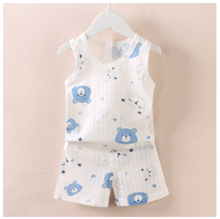 Ready Stock Boys Girls' Cartoon Thin Breathable Sleeveless Vest and Shorts Set BT4
