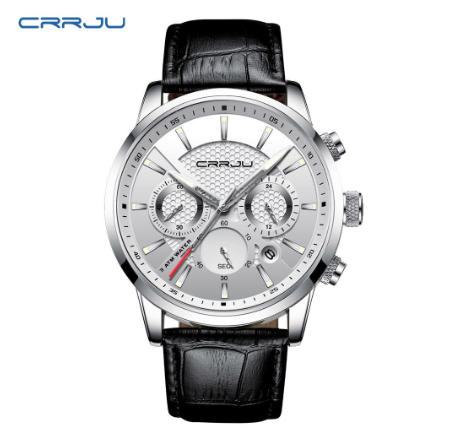 Reloj Hombre Sports Waterproof Chronograph Men's Watch 2021 CRRJU Automatic Quartz Leather Casual Watch 2212 M3