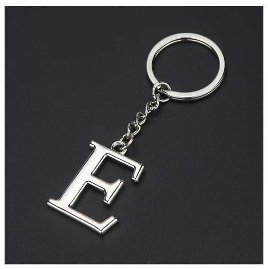 New A-Z 26 Letter Key Chains Stainless Steel Keychain Charm Fashion Accessories Key Ornaments E