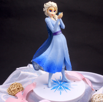 21cm Disney Frozen Snow Queen Elsa Princess Holding Fire Dragon In Hand PVC Action Figure Anime Doll Toys Chrismas Gift For Kid