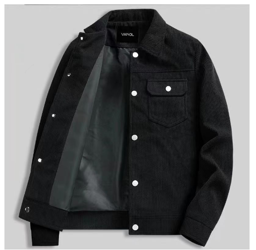 Corduroy Jacket Men Plus Size Cargo Jacket Vintage Casual Coat Varsity Plain Lapel Bomber Jacket