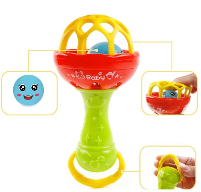 Baby Soft Rubber Rattle Baby Teether Toy Baby Hand Sounding Toy Rattle