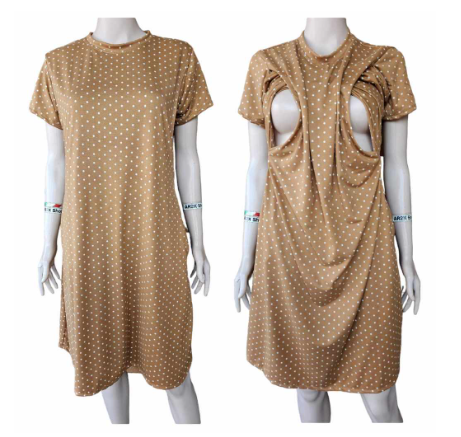 Nursing Breastfeeding and Maternity Dress Fits M-XL with Side Pockets & Discreet Side Opening MD1