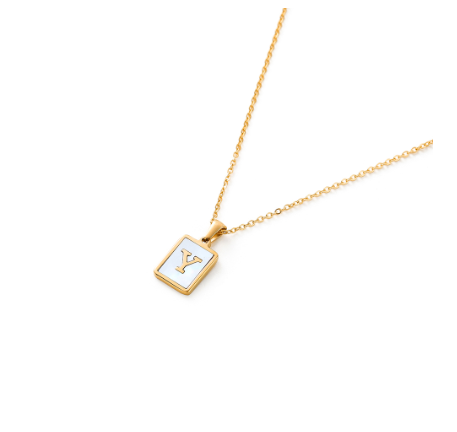 St.kunkka Stainless Steel Gold Letter Pendant Necklace Ladies A-Z Letter Necklace for Gift Y