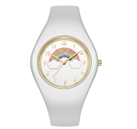TPW Fashio Ladies Watch Rubber Strap Quartz Watches Luminous Waterproof Wrist Watch WHITE RAINBOW