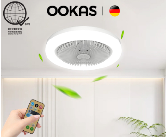 Ookas Tri Color Ceiling Fan With Light Remote Control Bedroom Silence Fan