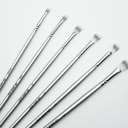 SeamiArt 6pcs/set Silver Handle Small Fan Shape Nylon Hair Paint Brush for Watercolor Acrylic Oil