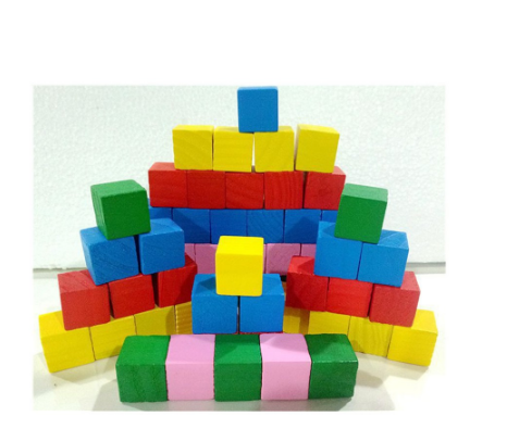 20Pcs Colorful Wooden Stack Up Building Blocks Square Toys