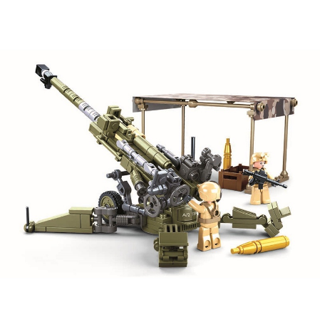 258PCS Sluban 0890 WW2 Army Light Howitzer Model Building Block small Particles Compatible Kids Bricks Toys Construction Kits